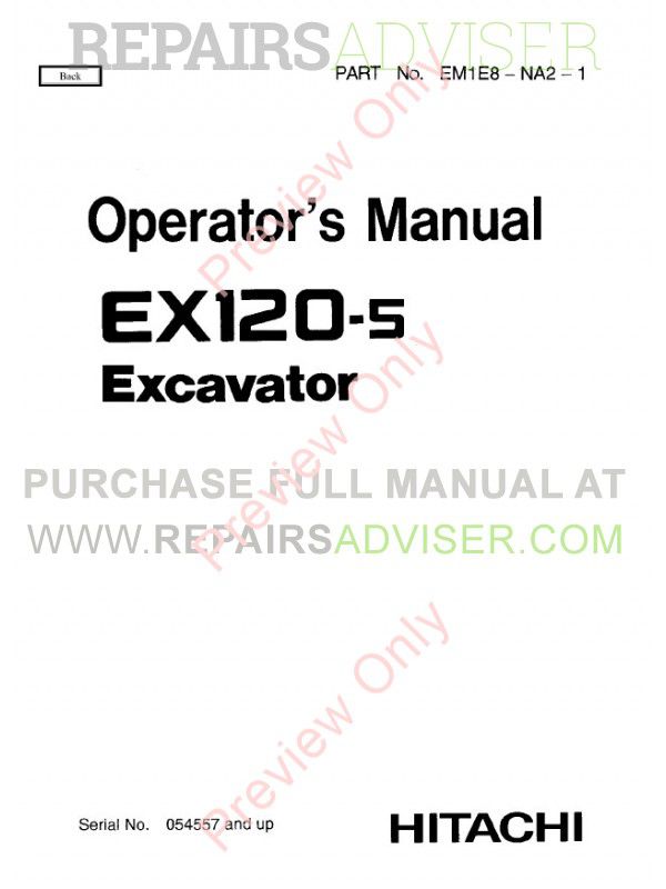 Hitachi Ex120 Excavator Service Manual Hitachi Ex120 Excavator Service Manual
