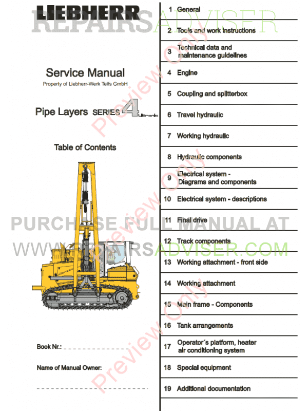 heavy equipment service manuals
