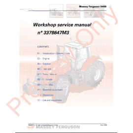 Massey Ferguson MF 400 Series Tractors Workshop Service Manual PDF Download