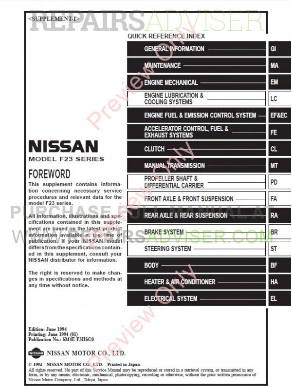 Nissan Cars Service Manuals Free Download