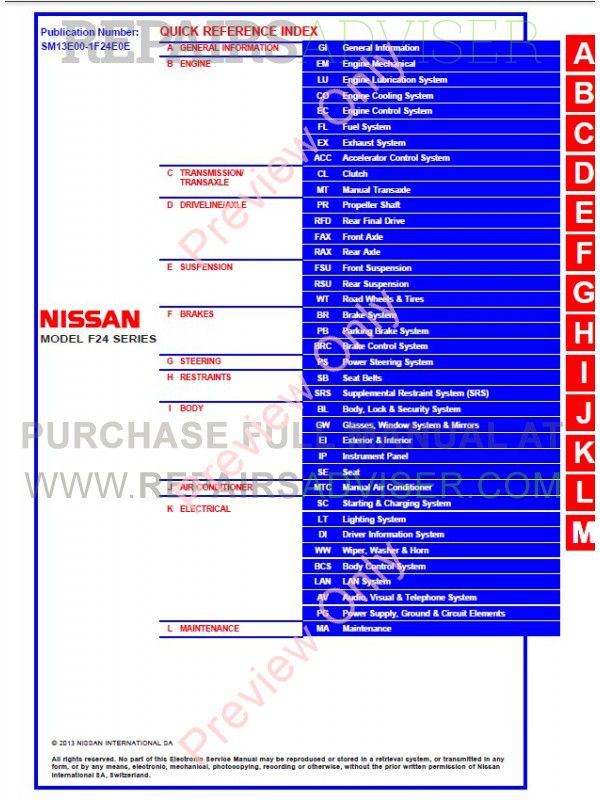 Nissan Cabstar F24 Service Manual Download