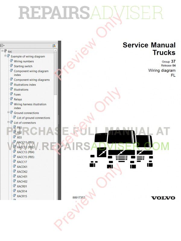 Volvo Trucks FL7 FL10 FL12 Wiring Diagram Service Manual ...