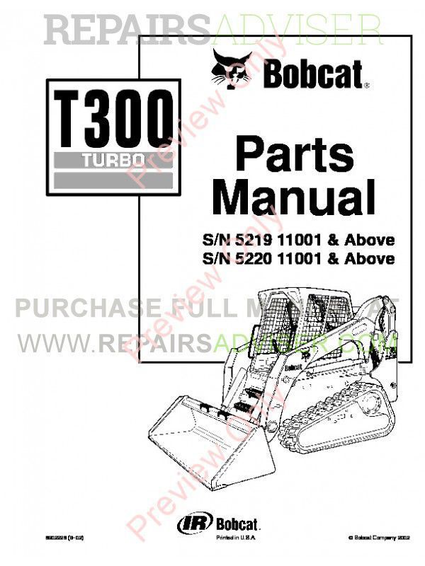 Bobcat T300 Parts Manual PDF Download Instant