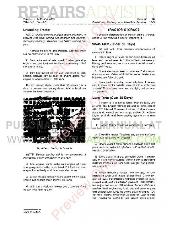 John Deere 4430 & 4630 Tractors Technical Manual TM1172 PDF Download