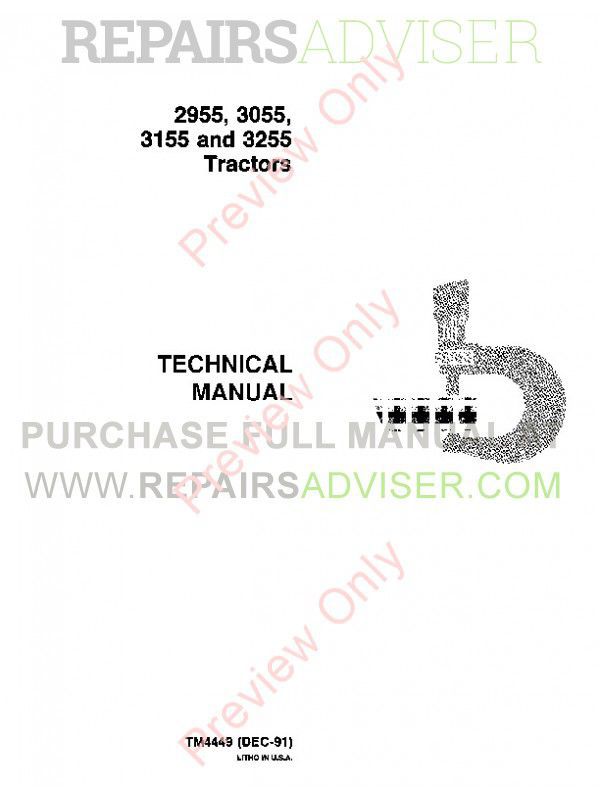 John Deere 2955 3055 3155 3255 Tractors Technical Manual TM4449 PDF Download